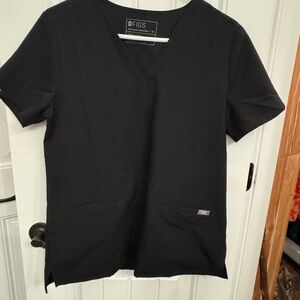 Figs Black V-Neck Medical Top